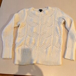 Ann Taylor Factory Cable Knit Sweater in Cream